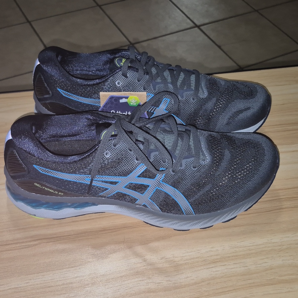 Asics Men's Gel-Nimbus 23 Size 11 Wide (2E) Carrier Grey/Digital Aqua